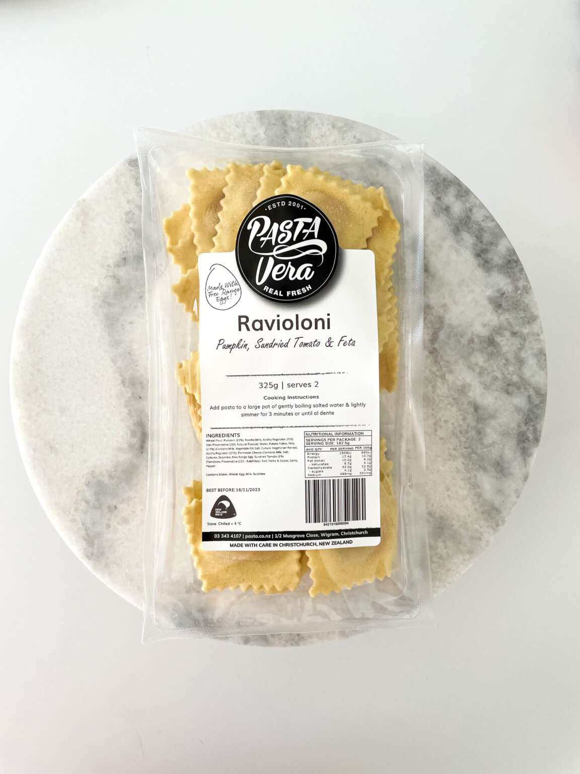 Ravioloni Pumpkin, Sundried Tomato and Feta Pasta Vera