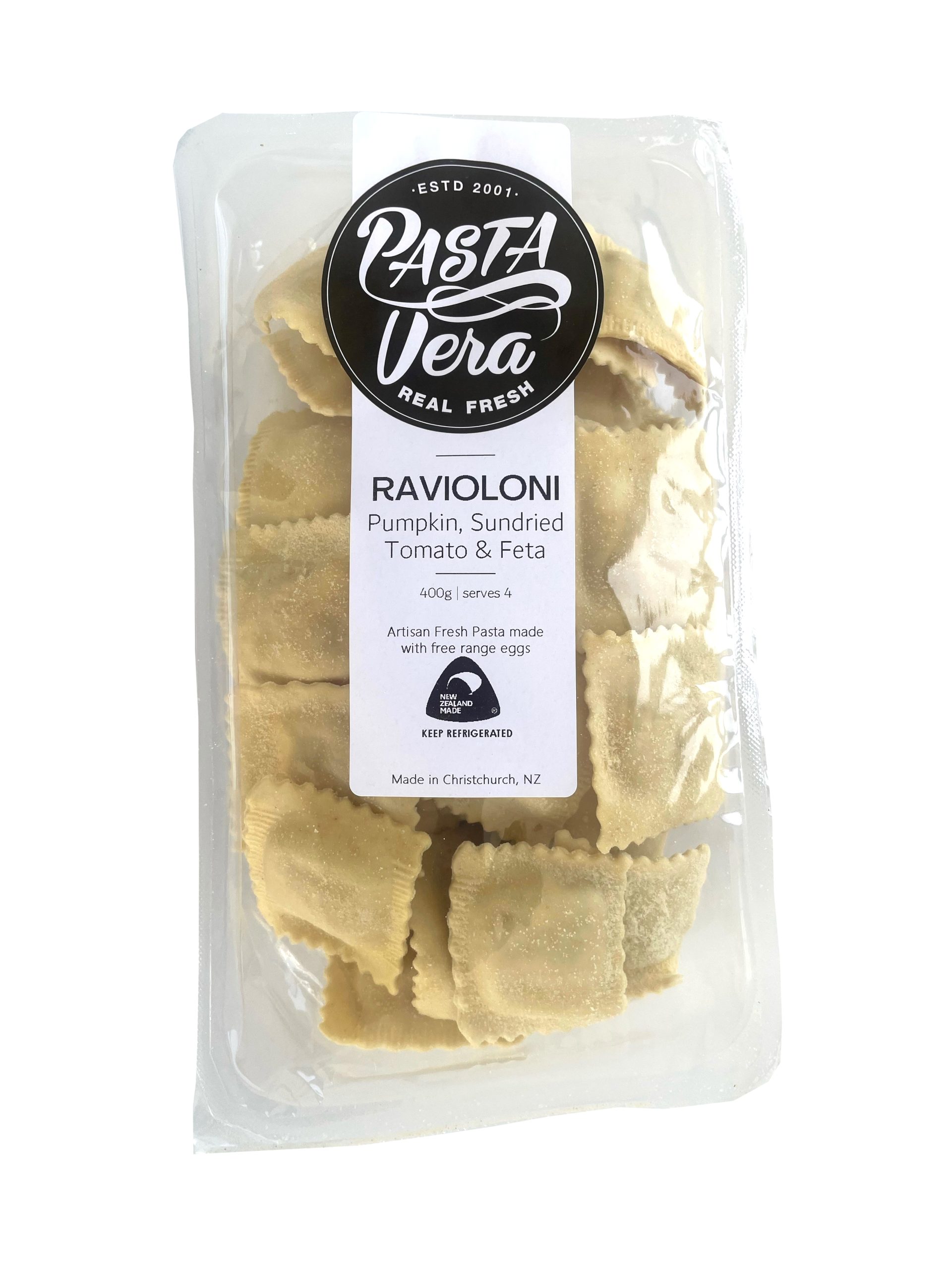 Ravioloni Pumpkin, Sundried Tomato and Feta Pasta Vera